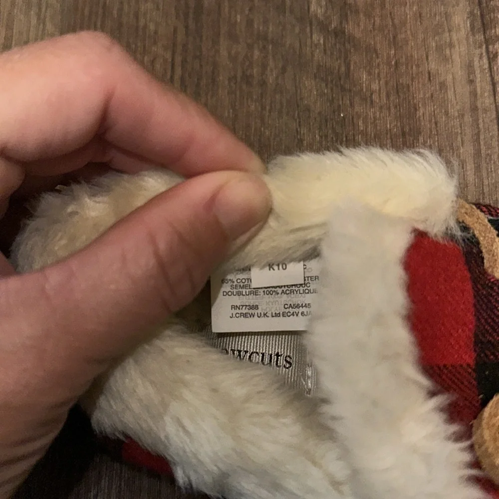 Crewcuts Fur‎ Lined Slippers Buffalo Plaid size 10